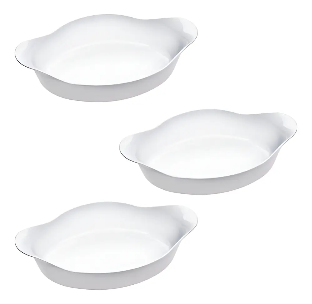 Kit 3 Travessas Servir Porcelana Branca